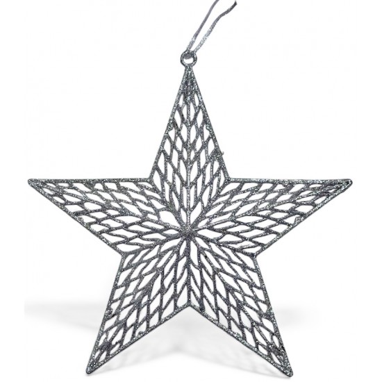 Αστέρι κρεμαστό πλαστικό με glitter ασημί 30cm 4945 ΚΩΔ.15827