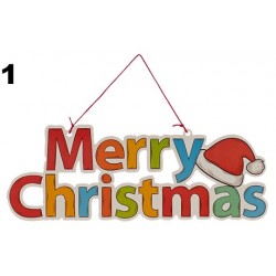 Στολίδι κρεμαστό πλαστικό  Merry Christmas κόκκινο 38x14cm 04.KT-15142 ΚΩΔ.5761