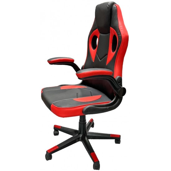 Καρέκλα γραφείου gaming με ανοιγόμενα μπράτσα και πλάτη κάθισμα pvc κόκκινο 70x60x109-119cm ΜΒ9835 ΚΩΔ.9835