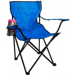 Καρεκλάκι πτυσσόμενο μεταλλικό camping με ποτηροθήκη μπλε 82x50x84cm Ε-2505 ΚΩΔ.1520