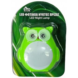 Φωτάκι νυχτός πλαστικό led κουκουβάγια πράσινο 8x9cm ΚΩΔ.35-950-0947-1