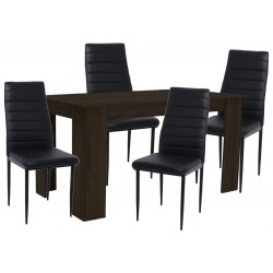 Σετ τραπεζαρία wenge με 4 καρέκλες μαύρες Τραπέζι:120x80x75cm καρέκλα:40χ40χ98cm ΚΩΔ.3093