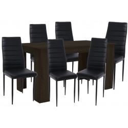 Σετ τραπεζαρία wenge με 6 καρέκλες μαύρες Τραπέζι:140x80x75cm καρέκλα:40χ40χ98cm ΚΩΔ.3135