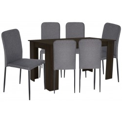 Σετ τραπεζαρία wenge με 6 καρέκλες γκρι Τραπέζι:160x90x75cm καρέκλα:44χ52χ88cm ΚΩΔ.3145