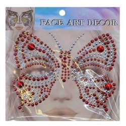Αυτοκόλλητα Προσώπου Πεταλούδα Face Gems 17x17cm κόκκινο 3-2465 ΚΩΔ.11200