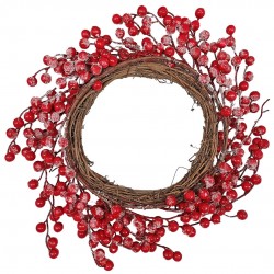 Στεφάνι χιονισμένο γκι κόκκινο Φ45cm 93-2840 ΚΩΔ.5883