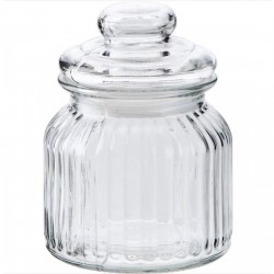 Βάζο γυάλινο ριγέ με καπάκι διάφανο 260ml 13,5x7,5cm 0118 ΚΩΔ.9978