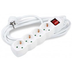 Πολύμπριζο σούκο 4 θέσεων λευκό με διακόπτη και 1,5 μέτρο καλώδιο 3X1.5mm 41.001.0008 ΚΩΔ.3566 Πολύμπριζο σούκο 4 θέσεων λευκό με διακόπτη και 1,5 μέτρο καλώδιο 3X1.5mm 41.001.0008 ΚΩΔ.3566