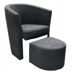 Πολυθρόνα Taipe με σκαμπό υφασμάτινη γκρι 66x62x77cm ΚΩΔ.1139