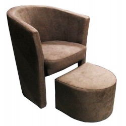 Πολυθρόνα Taipe με σκαμπό υφασμάτινη καφέ 66x62x77cm ΚΩΔ.2317