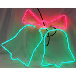 Καμπάνα με φιόγκο και πρόγραμμα LED NEON 3 μέτρα πολύχρωμο 57x43cm LED3002M ΚΩΔ.3534