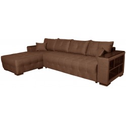 Γωνιακός καναπές Leon με κρεβάτι, αποθηκευτικό χώρο και γωνία αριστερή καφέ 296x177x66-80cm ΚΩΔ.3124