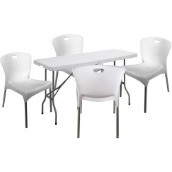 Σετ Τραπέζι 152x70x74cm με 4 καρέκλες 51x58x82cm λευκό ΚΩΔ.3919