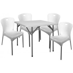 Σετ Τραπέζι 86x86x74cm με 4 καρέκλες 51x58x82cm λευκό ΚΩΔ.3921
