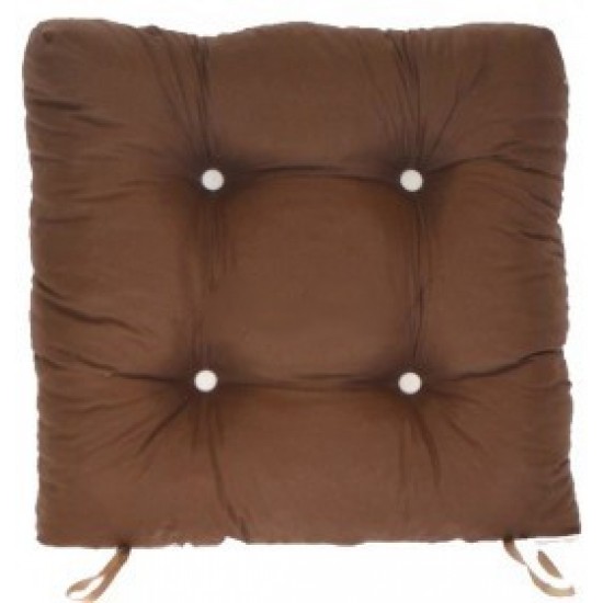 Mαξιλάρι καρέκλας τετράγωνο μπαμπού με δέσιμο καφέ 46x46x11.5cm ΚΩΔ.0424