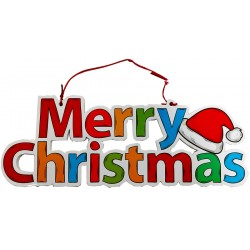 Στολίδι κρεμαστό πλαστικό  Merry Christmas κόκκινο 38x14cm 04.KT-15142 ΚΩΔ.5761