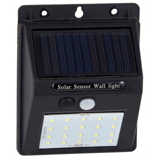 Προβολέας ηλιακός με 20 led μαύρο 9,5x12,5x5cm ΚΩΔ.35-950-0845