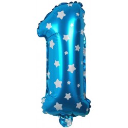 Μπαλόνι γενεθλίων μεταλιζέ νούμερο 1 μπλε 41cm 4651 ΚΩΔ.1372