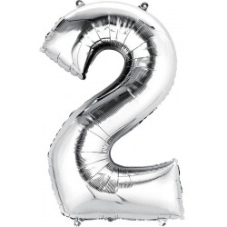 Μπαλόνι γενεθλίων μεταλιζέ νούμερο 2 ασημί 41cm 4668 ΚΩΔ.5258