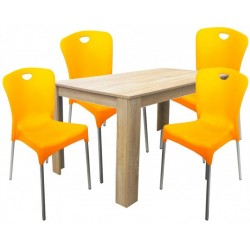 Σετ τραπεζαρία sonoma με 4 πολυθρόνες κίτρινες Τραπέζι:120x80x74cm καρέκλα:51χ58χ82cm ΚΩΔ.0557