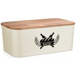 Ψωμιέρα ορθογώνια μεταλλική με ξύλινο καπάκι καφέ σε 2 σχέδια M36,8xB21,6xY15cm 32-800-1388