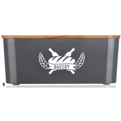 Ψωμιέρα ορθογώνια μεταλλική με ξύλινο καπάκι καφέ σε 2 σχέδια M36,8xB21,6xY15cm 32-800-1388