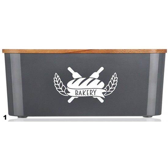 Ψωμιέρα ορθογώνια μεταλλική με ξύλινο καπάκι καφέ σε 2 σχέδια M36,8xB21,6xY15cm 32-800-1388