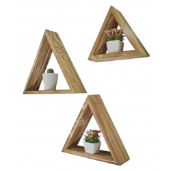 Ράφι τρίγωνο ξύλινο σετ 3 τεμαχίων σε χρώμα φυσικό 50χ50χ49cm ΚΩΔ.33-800-0024