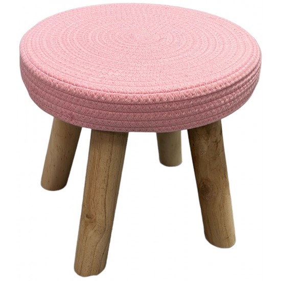 Σκαμπό ύφασμα με ξύλινα πόδια ροζ 30x30cm 33-950-2324 ΚΩΔ.7906