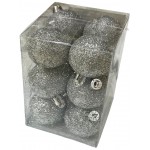 Μπάλα πλαστική Glitter ασημί σετ 12 τεμαχίων 4cm 93-1458-1