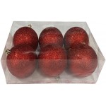 Μπάλα πλαστική Glitter κόκκινη σετ 6 τεμαχίων 8cm 93-1696