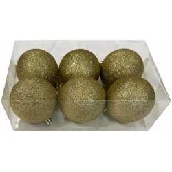 Μπάλα πλαστική Glitter χρυσή σετ 6 τεμαχίων 10cm 93-2081-1