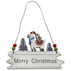 Πινακίδα κρεμαστή Merry Christmas λευκή 14,5χ9,5cm ΚΩΔ.93-2932