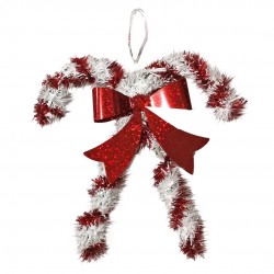 Μπαστούνια Χριστουγέννων tinsel λευκό 19x16cm 93-3291