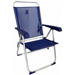 Καρέκλα παραλίας πτυσσόμενη με ρυθμιζόμενη πλάτη 7 θέσεων αλουμινίου με πανί από textiline μπλε 58x58x95cm κωδ.1411