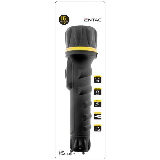 Φακός πλαστικός 3 led μαύρο 15x3,8x2,5cm EFL-2AA-PL ΚΩΔ.6906