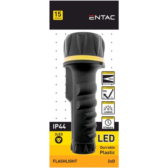 Φακός πλαστικός 3 led μαύρο 19x7x4cm EFL-2D-PL ΚΩΔ.6907