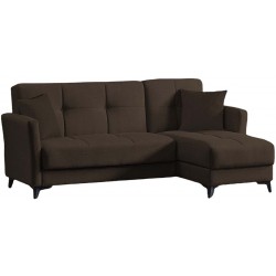 Γωνιακός καναπές ''loren'' με κρεβάτι και αποθηκευτικό χώρο καφέ 204χ140χ88cm ΚΩΔ.6743-1