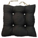 Mαξιλάρι καρέκλας τετράγωνο μπαμπού με δέσιμο μαύρο 46x46x11.5cm ΚΩΔ.6584