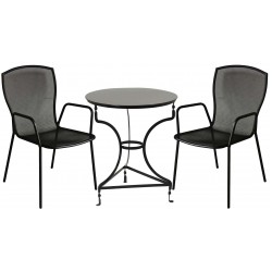 Σετ καφενείου τραπέζι Δ70x72cm με 2 καρέκλες μεταλλικές 54x55x90cm μαύρο ΚΩΔ.6528