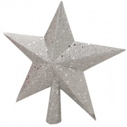 Κορυφή δέντρου με glitter ασημί 15cm 4688-1ΚΩΔ.5528-1
