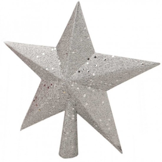 Κορυφή δέντρου με glitter ασημί 15cm 4688-1ΚΩΔ.5528-1