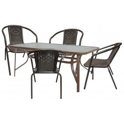 Σετ Τραπέζι 120x65x72cm με 4 καρέκλες 54x55x72cm καφέ ΚΩΔ.7053-1