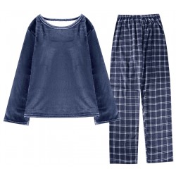 Πιτζάμα ανδρική σετ μπλούζα-παντελόνι καρώ νούμερο 58-Medium μπλε ΚΩΔ.39-950-2184