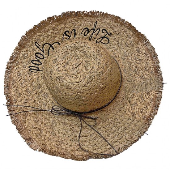 Καπέλο ψαθόχαρτο γυναικείο LIFE IS GOOD 43cm καφέ 42-2725 ΚΩΔ.9330