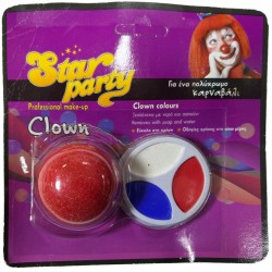 Σκιές προσώπου 3 χρώματα και μύτη clown πολύχρωμο ΚΩΔ.7392