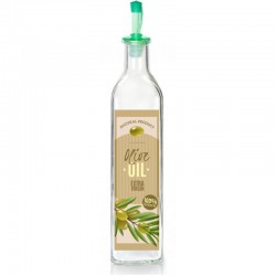 Λαδικό γυάλινο 500ml με σχεδιο ελιά διάφανο 9120 ΚΩΔ.9114