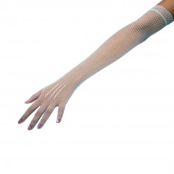 Αποκριάτικα γάντια δίχτυ ζεύγος 45cm λευκό 70771 ΚΩΔ.7421