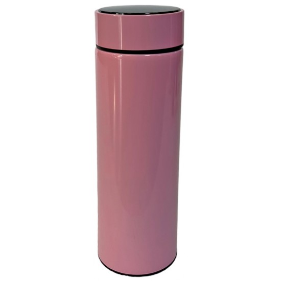 Θερμός μεταλλικός 500ml με ένδειξη θερμοκρασιάς led 6x22cm ροζ ΚΩΔ.03-950-3955-3