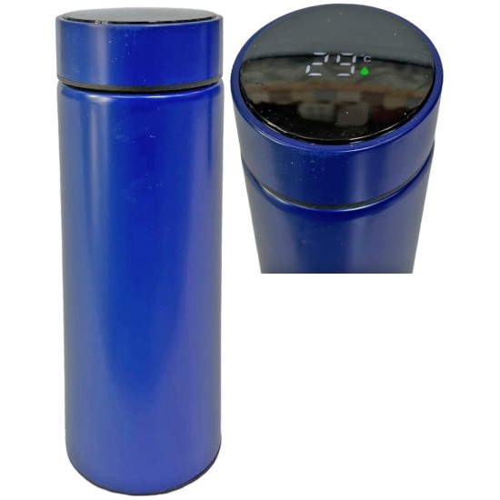 Θερμός μεταλλικός 500ml με ένδειξη θερμοκρασιάς led 6x22cm μπλε ΚΩΔ.03-950-3955-1